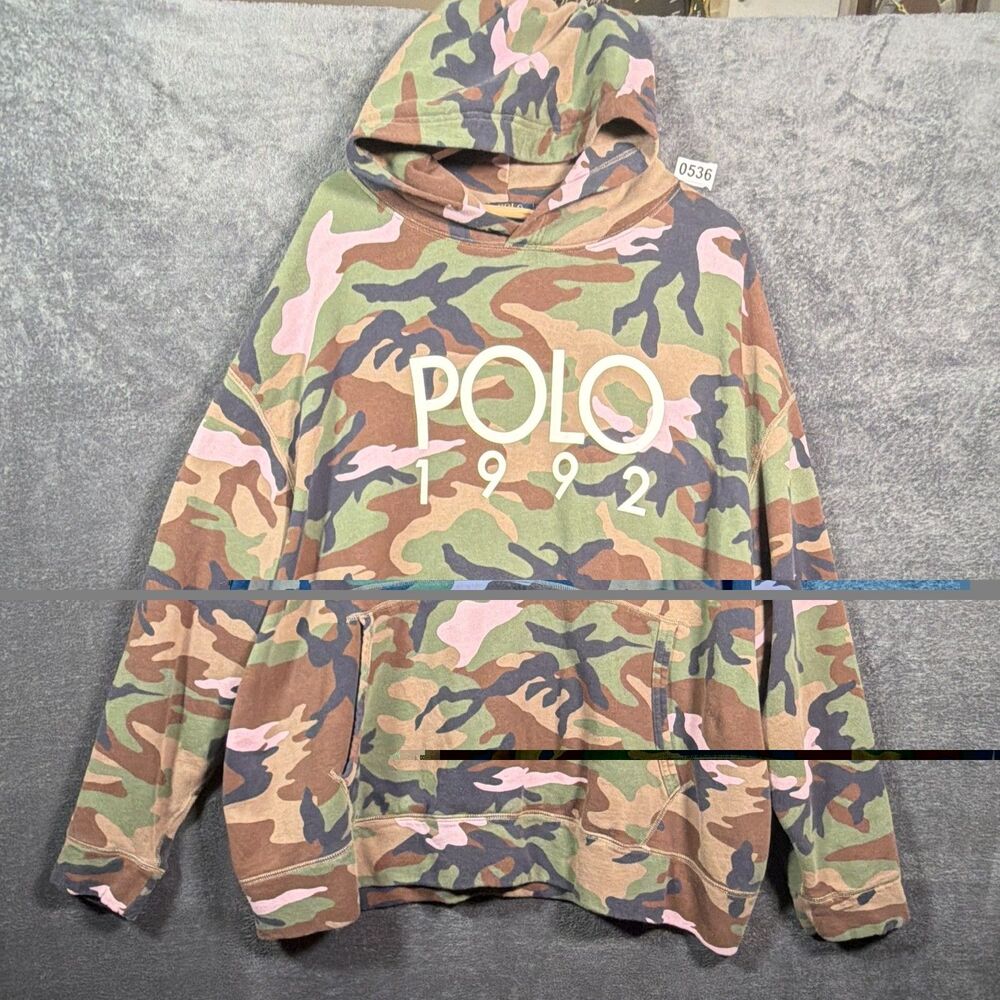 Polo Ralph Lauren 4XL Camo Pullover Hoodie Green/Brown Long Sleeve Logo